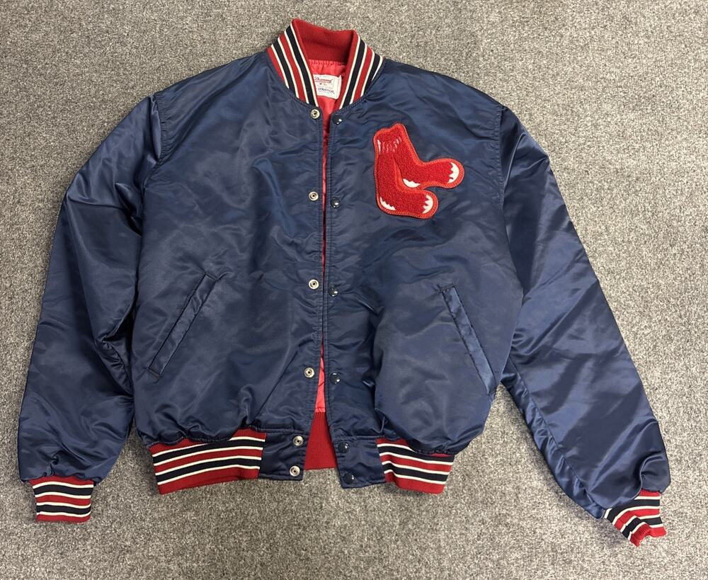 VTG Boston Red Sox Starter Satin Bomber MLB Navy XL Jacket USA 90s